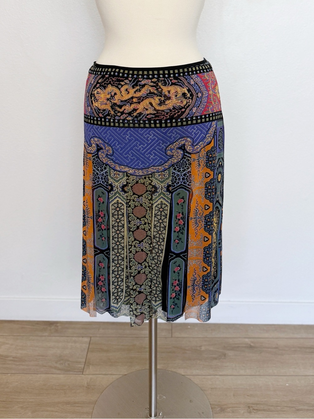 Vivienne Tam 90s Archive Dragon Print Power Mesh Skirt NWT Size 3 - Picture 2 of 11